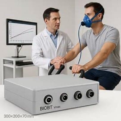 SpiroBT Vmax CPET System — Indian-made cardiopulmonary exercise testing system with real-time VO2 max and ventilatory threshold measurement